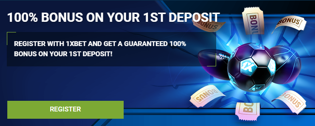 100% bonus on first deposit from 1xBet in Malaysia