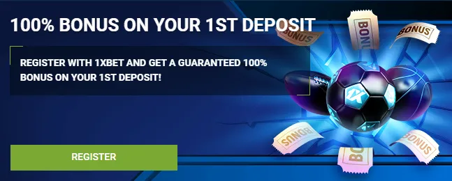 Welcome Bonus 100% on first deposit from 1xBet Malaysia